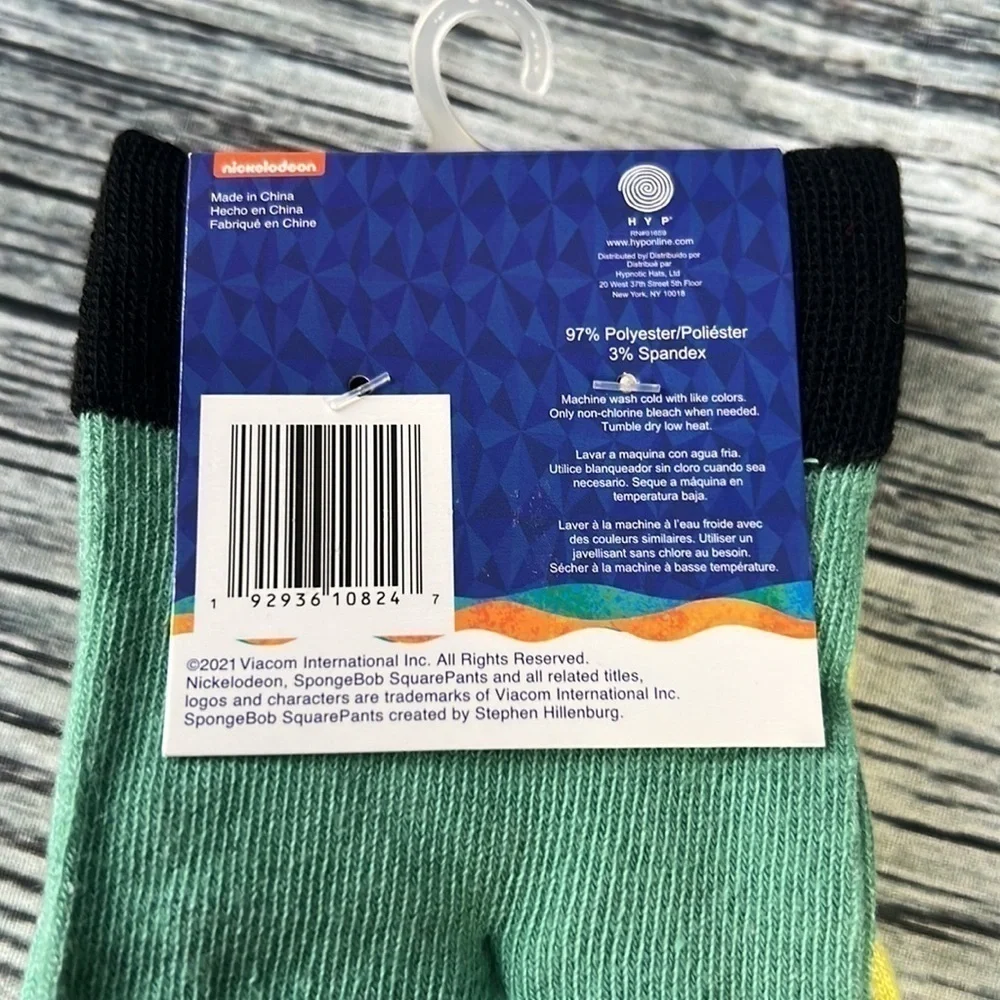 Nickelodeon Sponge Bob Square Pants Socks 2-Pair pack Shoe Size 6-12